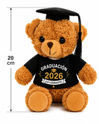 Oso de Peluche Graduado 18cm Personalizado - Regalo de Graduación con Túnica y Birrete - Impresión DTF
