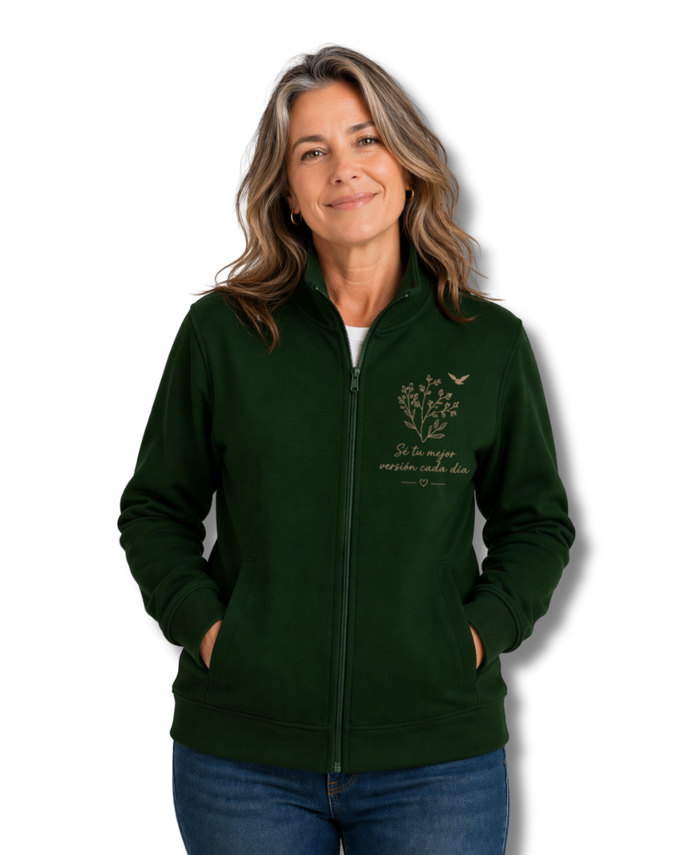 Sudadera Mujer con Cremallera y Cuello Alto - Personalizada con Diseño a Todo Color