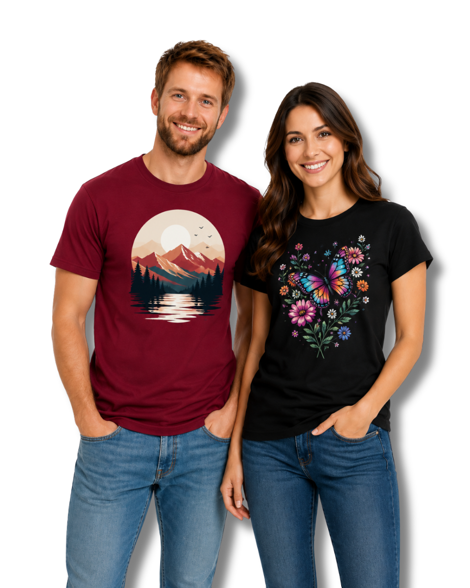 Camiseta Básica Personalizada Unisex 100% Algodón - Impresión a Todo Color de Fotos y Texto - Camisetas Económicas 155g/m²