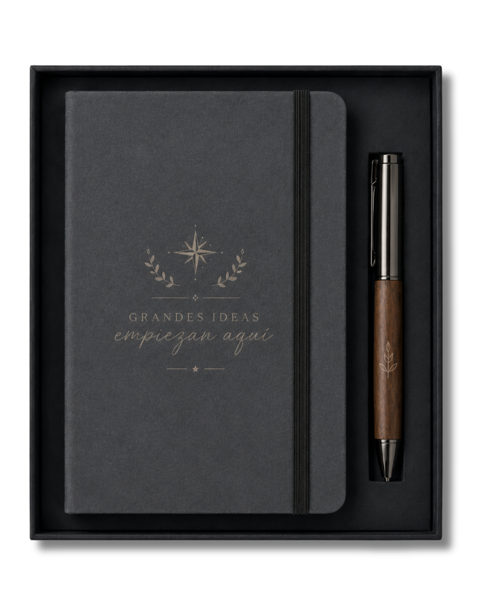 Set de Escritura Premium Personalizable | Libreta A5 y Bolígrafo con Estuche