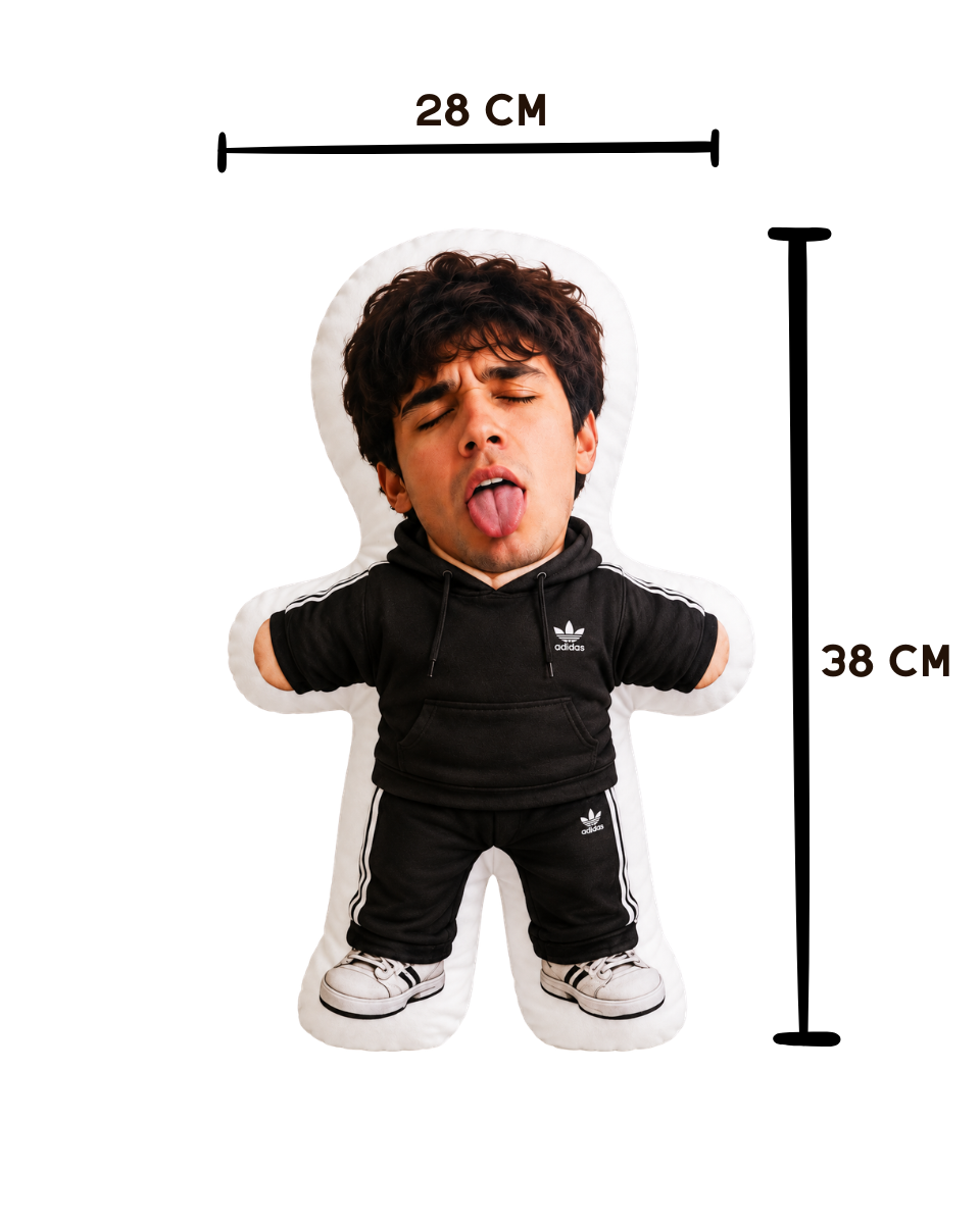 Cojín Muñeco Hombresitos Personalizado con Foto 28x38 cm - Peluche Almohada con Tu Cara - Regalo Original a Todo Color