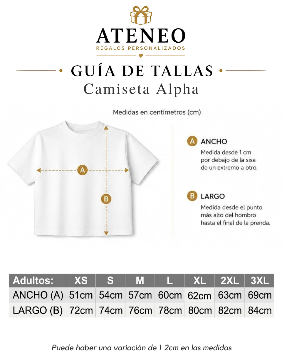 Camiseta Alpha personalizada para Hombre  con Foto o Texto - Diseño Libre a Todo Color - DTF