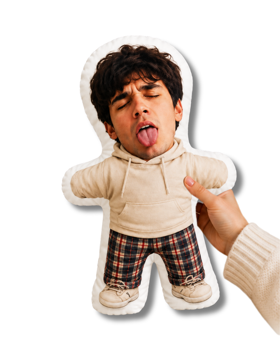 Cojín Muñeco Hombresitos Personalizado con Foto 28x38 cm - Peluche Almohada con Tu Cara - Regalo Original a Todo Color