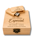Set Pendrive de Madera 16GB + Baúl Personalizado | Grabado Láser de Alta Precisión