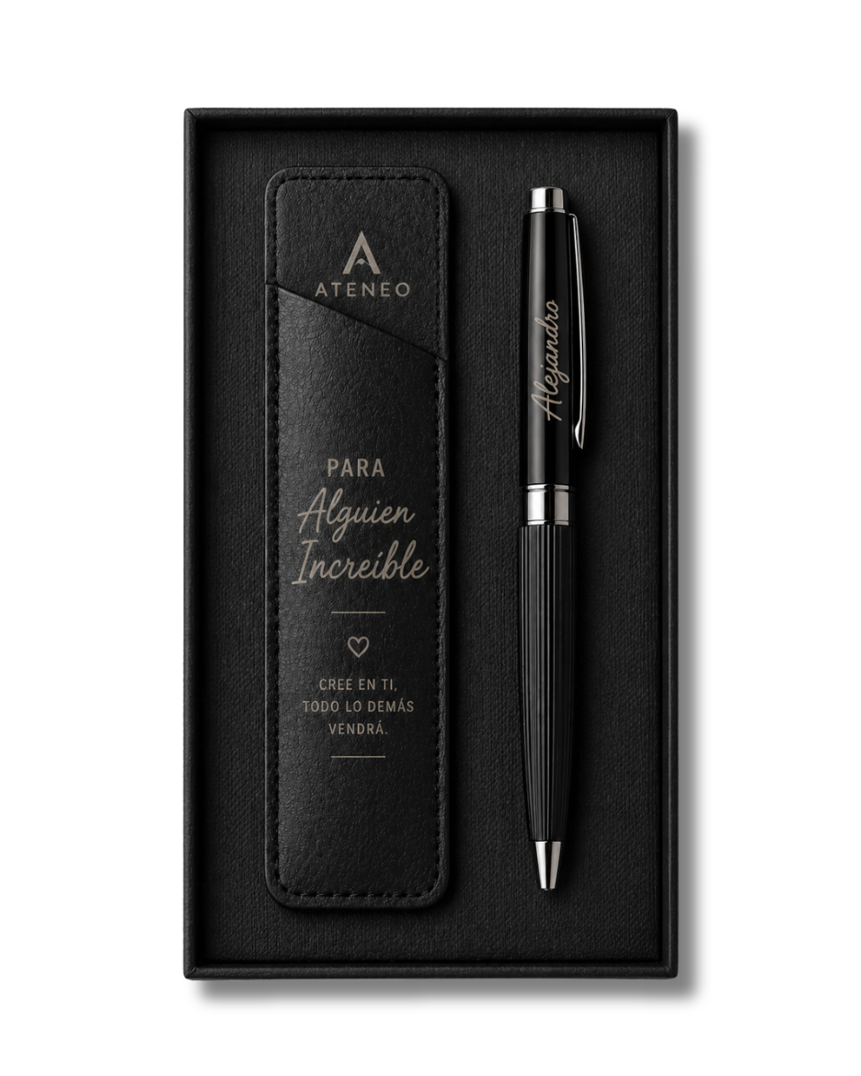 Set de Bolígrafo Metálico y Estuche Personalizado - Regalo Elegante para Hombre y Mujer y Oficina en Caja de Lujo