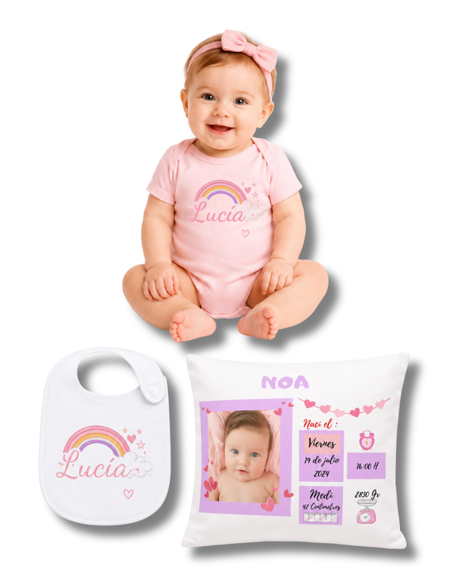 Caja Regalo Bebé Personalizada - Pack Natalicio para Nacimiento, Bautizo o Primer Cumpleaños
