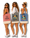 Bolsa Tote de Algodón Reciclado Bicolor - Bolsa de Tela Jaspeada 120 g/m² con Asas Largas de 70 cm - Bolsa Ecológica Sostenible Personalizable