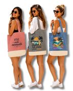 Bolsa Tote de Algodón Reciclado Bicolor - Bolsa de Tela Jaspeada 120 g/m² con Asas Largas de 70 cm - Bolsa Ecológica Sostenible Personalizable