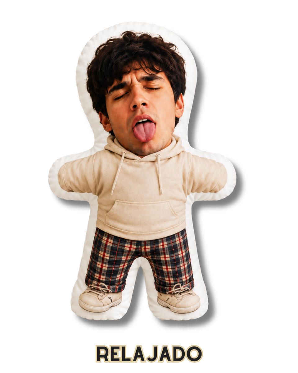 Cojín Muñeco Hombresitos Personalizado con Foto 28x38 cm - Peluche Almohada con Tu Cara - Regalo Original a Todo Color
