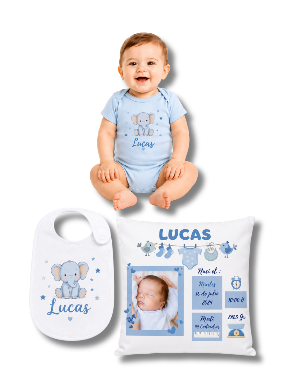 Caja Regalo Bebé Personalizada - Pack Natalicio para Nacimiento, Bautizo o Primer Cumpleaños