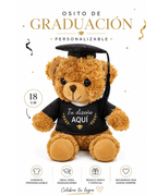 Oso de Peluche Graduado 18cm Personalizado - Regalo de Graduación con Túnica y Birrete - Impresión DTF
