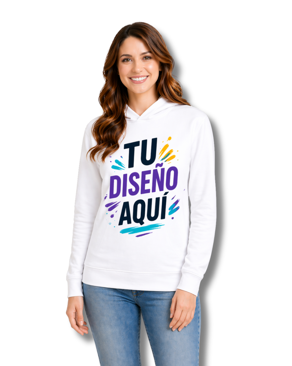 Sudadera Mujer Personalizada - Diseño Libre DTF con Bolsillos Laterales