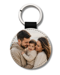 Llavero Circular de Polipiel Blanco Personalizado - Sublimación a Todo Color - Grabado de Nombres, Fotos y Diseños