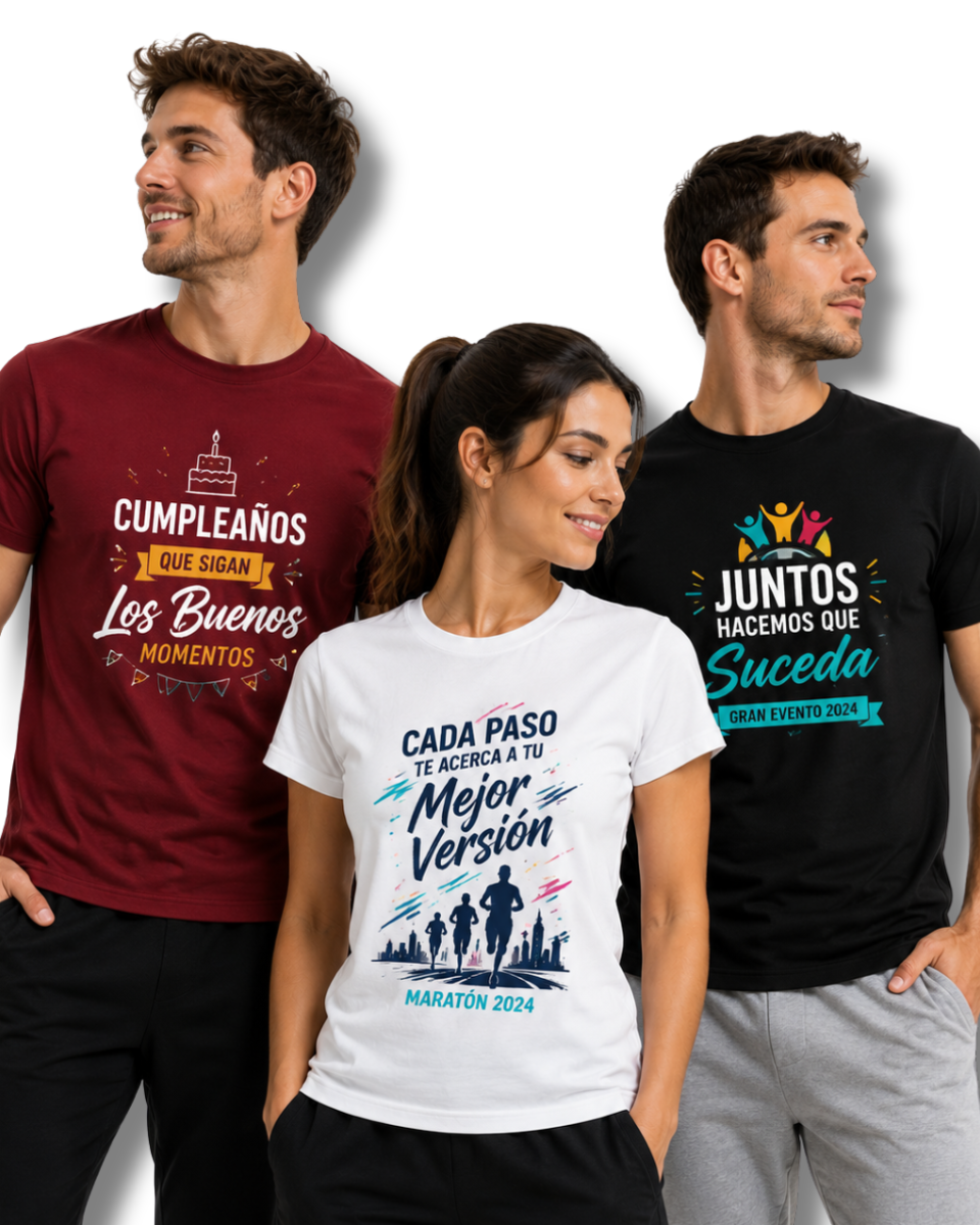 Camisetas Personalizadas para Eventos por Lotes - 100% Algodón 155g para Grupos, Despedidas, Cumpleaños y Gremios