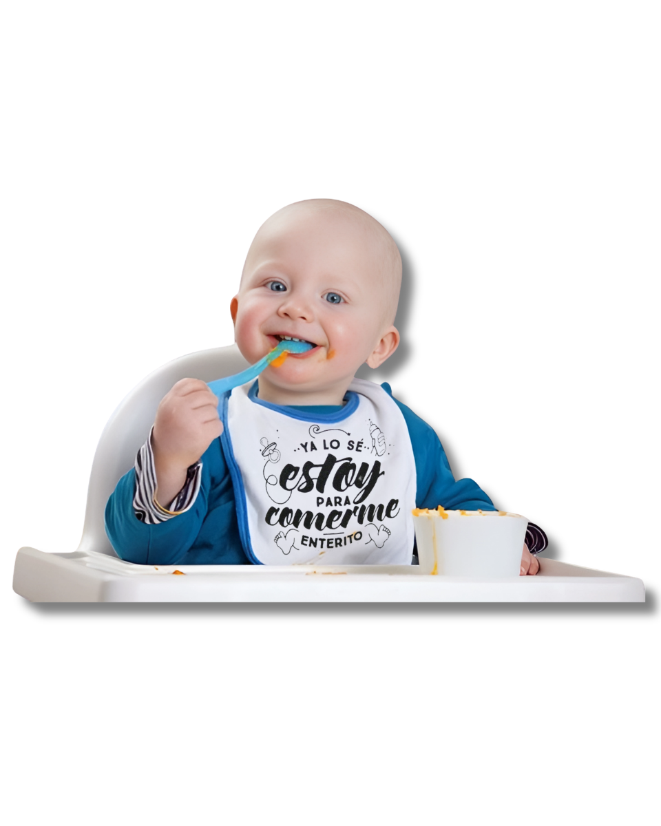 Babero Blanco para Bebé Personalizable - Regalo Original a Todo Color 100% Suave