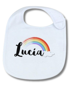 Babero Blanco para Bebé Personalizable - Regalo Original a Todo Color 100% Suave