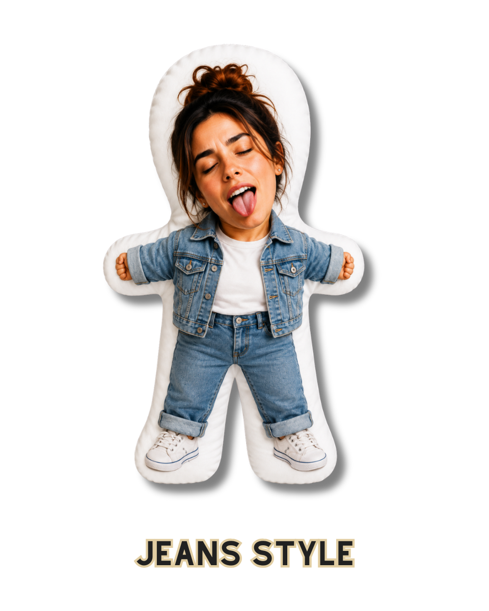 Cojín Muñeco Mujercitas Personalizado con Foto 28x38 cm - Peluche Almohada con Tu Cara - Regalo Original a Todo Color