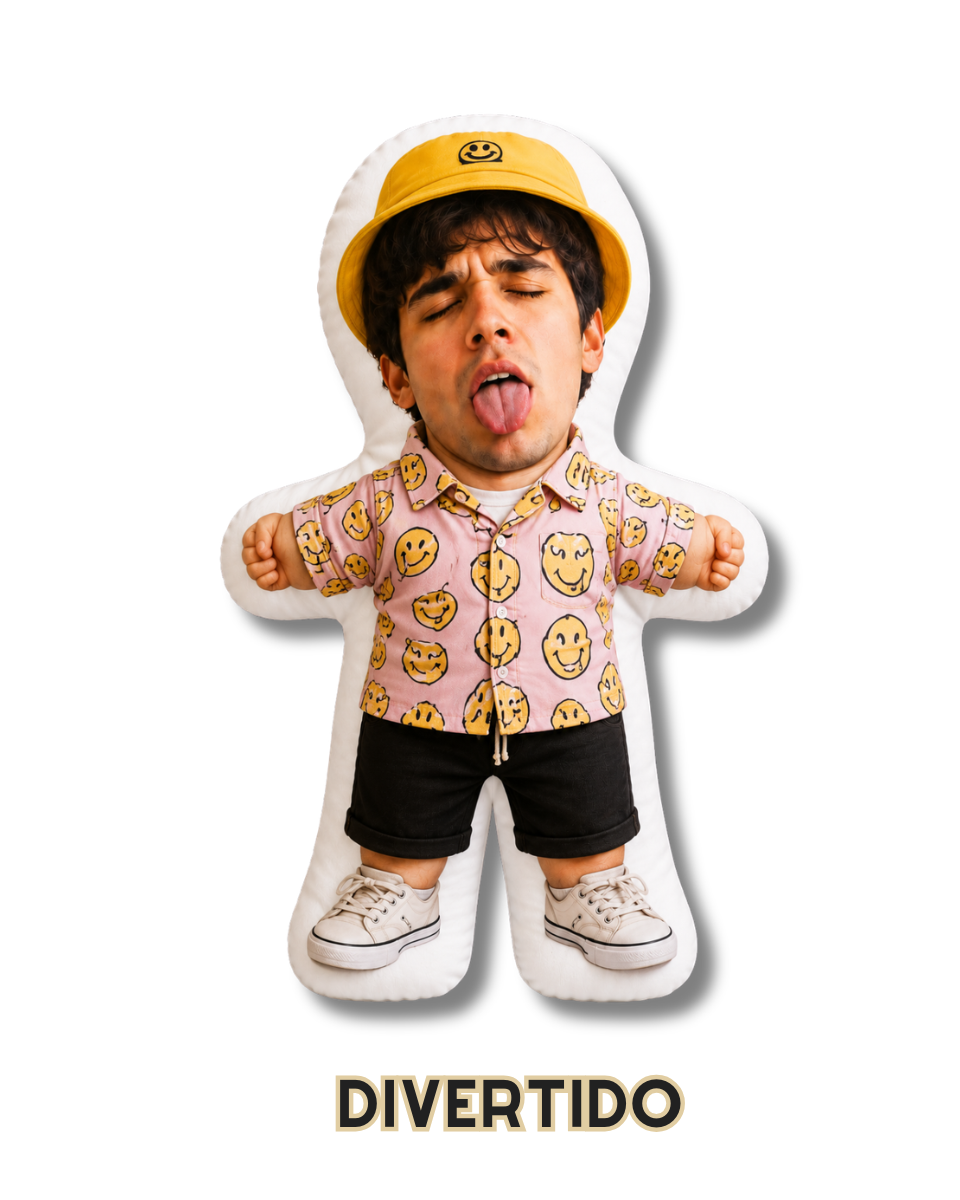 Cojín Muñeco Hombresitos Personalizado con Foto 28x38 cm - Peluche Almohada con Tu Cara - Regalo Original a Todo Color