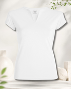 Camiseta Mujer con Cuello en V Abierto -Manga Corta Personalizada con Diseño Libre a Todo Color