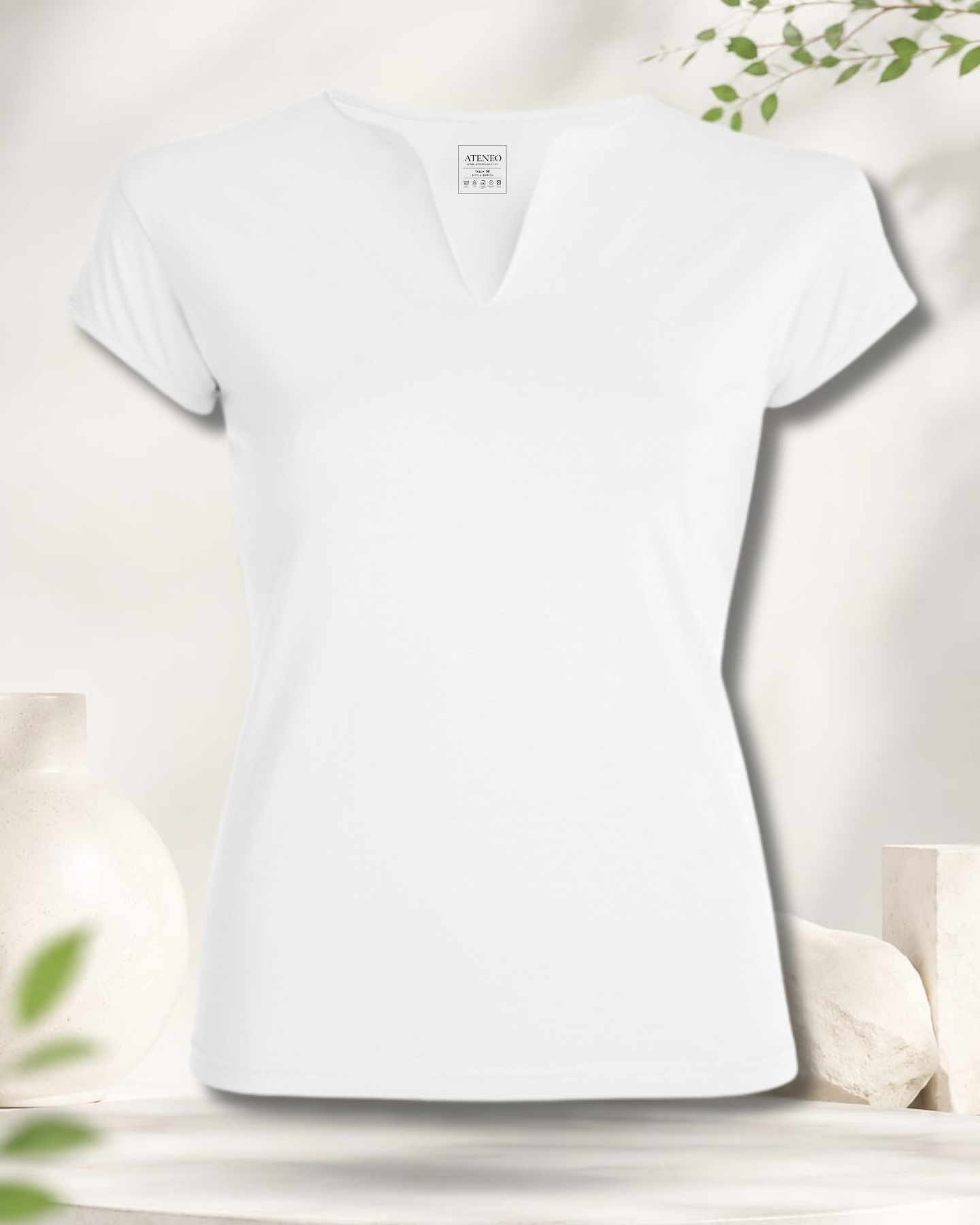 Camiseta Mujer con Cuello en V Abierto -Manga Corta Personalizada con Diseño Libre a Todo Color