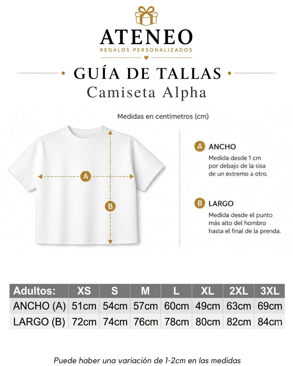 Camiseta Alpha personalizada para Hombre  con Foto o Texto - Diseño Libre a Todo Color - DTF