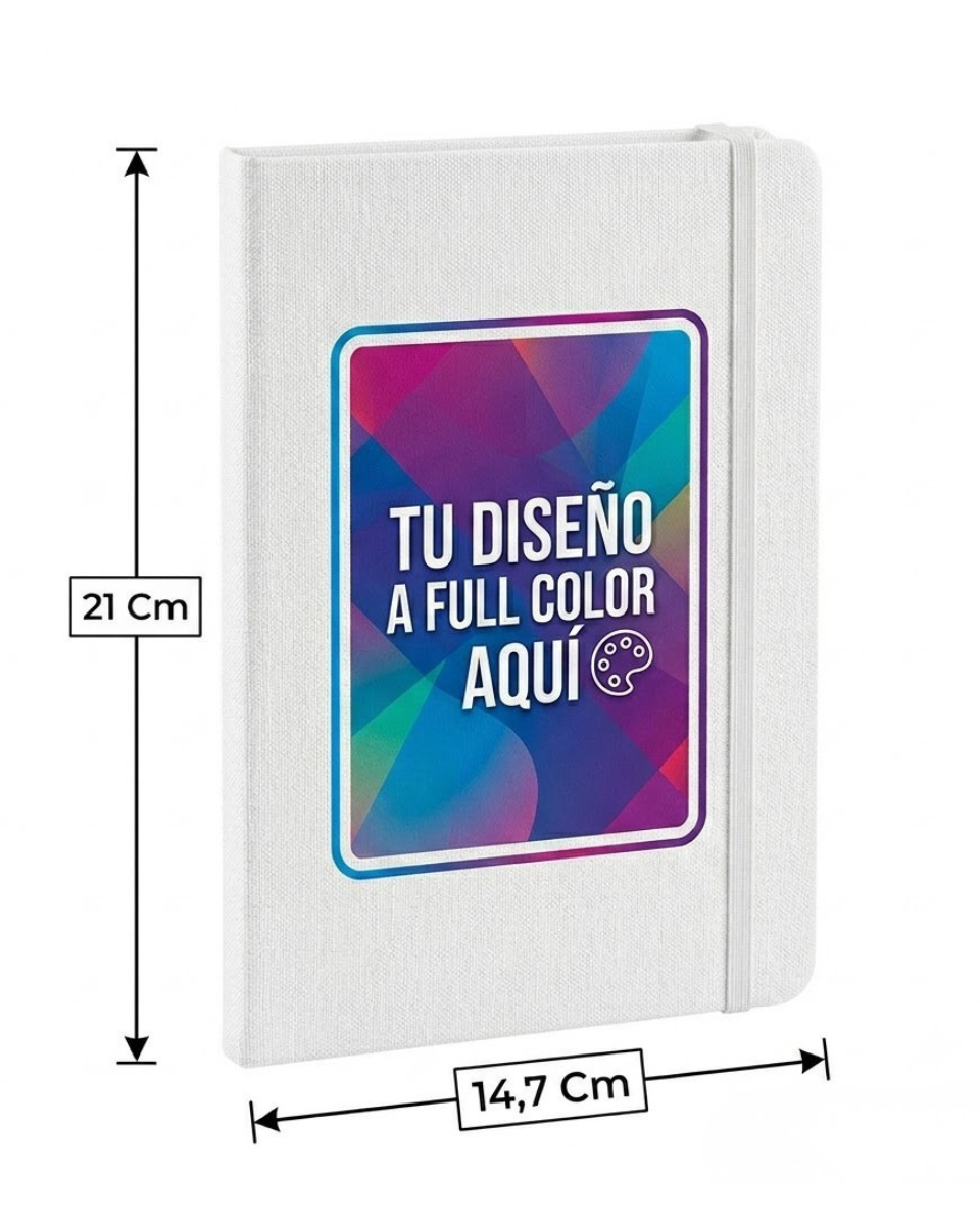 Libreta A5 Personalizable para Diseños a Color - Cuaderno Ecológico Blanco Lienzo en Blanco - Bloc de Notas de 80 Hojas Rayadas