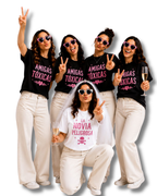 Camisetas Despedida de Soltera "Novia Peligrosa & Amigas Tóxicas ☠️🖤" - Conjunto de Algodón 100% - Camisetas Ligeras para Evento 155g/m²