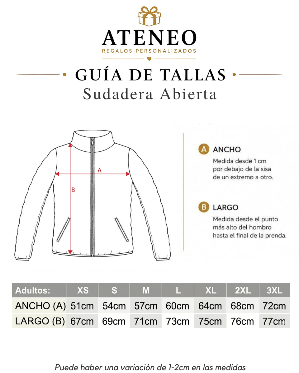 Sudadera Hombre con Cremallera y Cuello Alto - Personalizada con Diseño a Todo Color