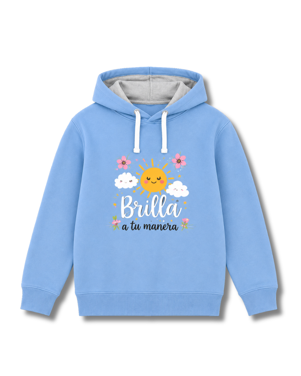 Sudadera Infantil con Capucha - Sudadera para Niños con Mensaje Positivo "Brilla a tu Manera" - Ropa Infantil Cómoda y Divertida