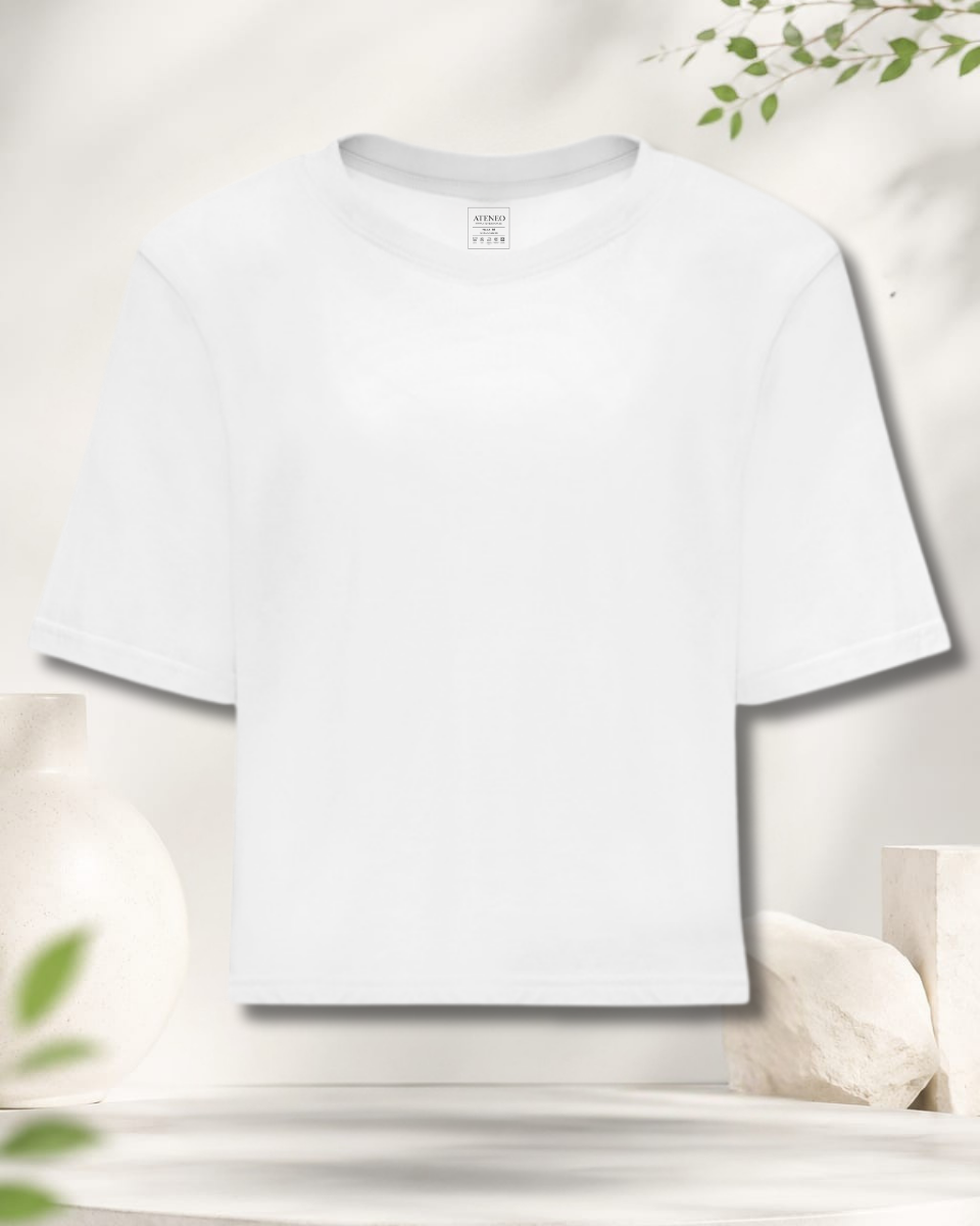 Camiseta Corta Holgada Mujer 100% Algodón - Crop Top Personalizado de Manga Corta