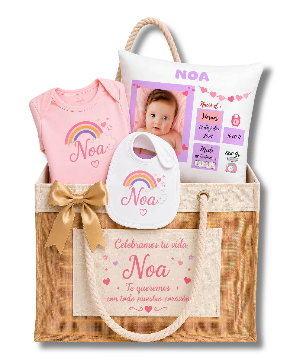 Coffret Cadeau Bébé Personnalisé - Pack Naissance pour Naissance, Baptême ou Premier Anniversaire